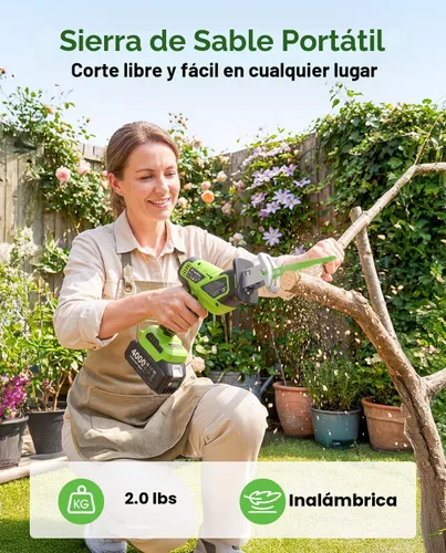 Miniatura 5 de TaskStar Sierra recíproca inalámbrica 21V: sierra recíproca con una sola mano con motor sin escobillas de 0-3500 RPM, 2 baterías de 4.0 Ah, 8