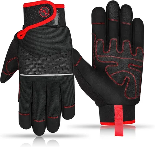 MOREOK Guantes de trabajo de jardinería para hombres/mujeres [fortalece la protección de la palma] guantes protectores de utilidad guantes de