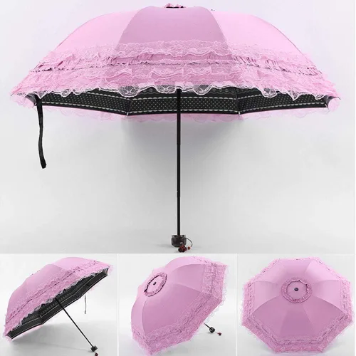 Miniatura 3 de FoldCompact Sun&Rain - Paraguas de viaje ligero, rosa morado, tamaño único (rosa morado)