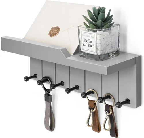 Miniatura 12 de Rebee Vision Soporte de Pared para Llaves Estilo Granja - Organizador de Correo Decorativo con 7 Ganchos para Llaves y Estante de Pared - Decoración