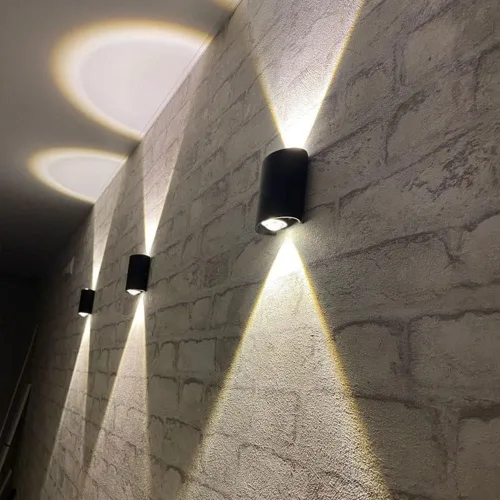 Miniatura 5 de MEGHALI Paquete de 2 lámparas de pared para exteriores, color negro, 2 W, modernos apliques de pared exteriores arriba y abajo, de aluminio