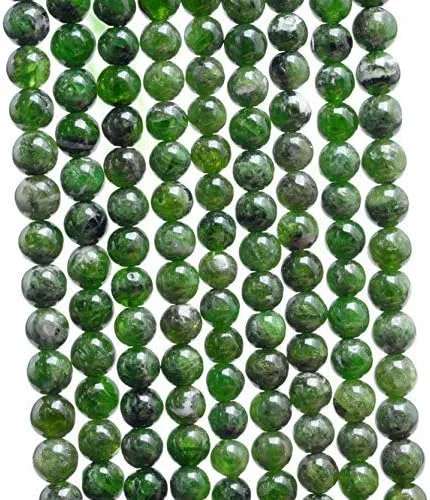 Miniatura 3 de Cuentas de piedras preciosas de diópsido cromadas naturales AAA de 1 hebra para fabricación de joyas, cuentas redondas de diópsido cromado de 0.31