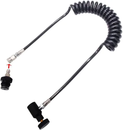 Miniatura 2 de Manguera de bobina remota Paintball con desconexión rápida y manómetro de presión de 3000 psi, manguera adaptadora de CO2 de alta presión HPA