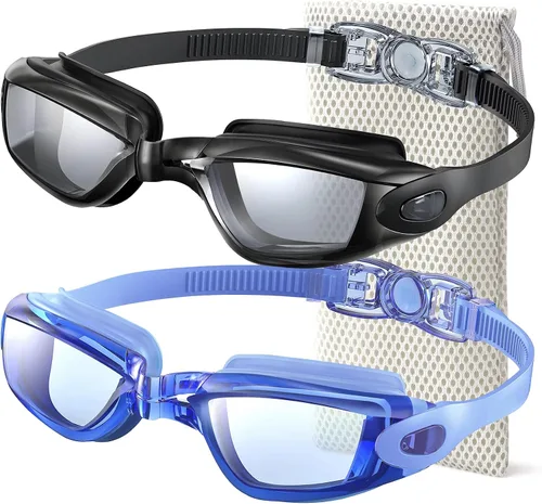 NSSIW Swim-Goggles-Adult-Women Goggles Swimming Men: Anti Fog Pool Goggles with UV400 and No Leak 2 Pack