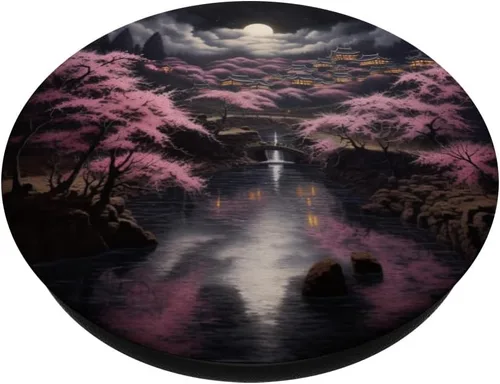 Miniatura 2 de PopGrip estándar japonés Sakura Cherry Blossom Moon PopSockets estándar