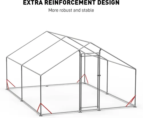 Miniatura 2 de OUYESSIR Gallinero de metal para exteriores, gran gallinero con cubierta impermeable, jaula para aves de corral para uso en patio trasero