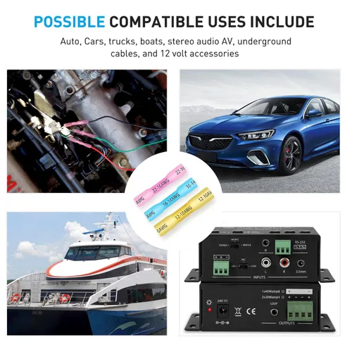 Miniatura 6 de Nilight 200 PCS Conectores de Empalme Termorretráctiles - Conectores de Cable Impermeables - Terminales Eléctricos de Grado Marino Automotriz - Kit