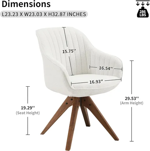 Miniatura 2 de Art Leon Silla de Escritorio Sin Ruedas, Silla de Oficina Moderna de Mediados de Siglo, Silla Giratoria de Acento con Patas de Madera de Roble