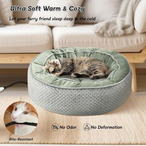 Miniatura 5 de Cama térmica para gatos y cachorros - Calentador eléctrico con calentador extraíble e impermeable, lavable, temporizador y temperatura ajustables