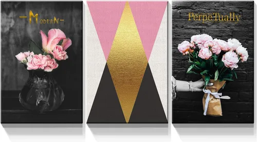 Miniatura 31 de Denozer - 3 piezas de arte de pared en lienzo con hojas verdes para sala de estar, decoración moderna del hogar, estirada y enmarcada lista