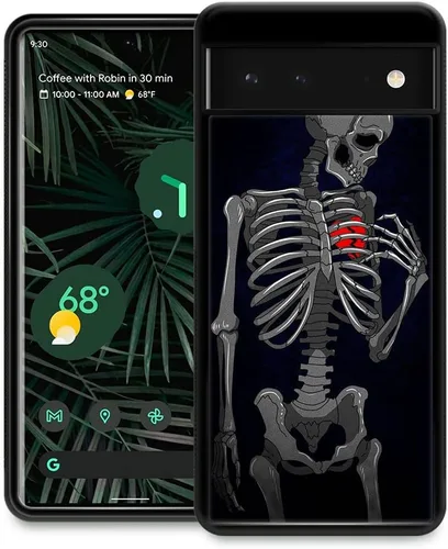 Miniatura 7 de ZHEGAILIAN Funda compatible con Google Pixel 7, diseño de esqueleto de encaje gótico victoriano, diseño de esqueleto de silicona suave, TPU