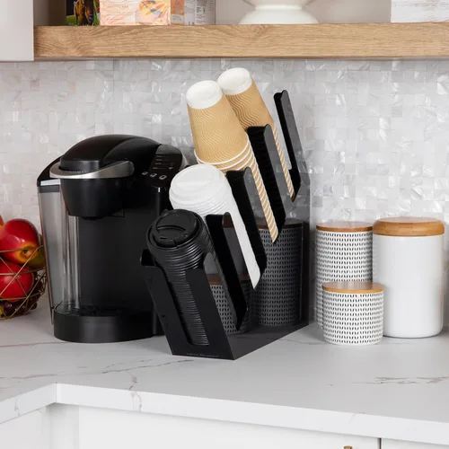 Miniatura 2 de Mind Reader - Dispensador de tazas y tapas, organizador de encimera, barra de café, taza de bebidas, cocina, sala de descanso, 10.2 cm de largo x