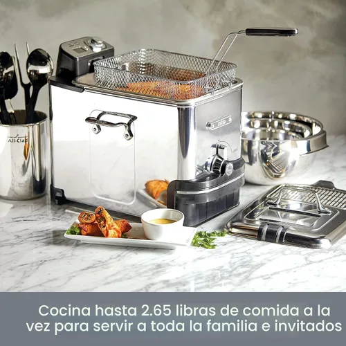 Miniatura 2 de Freidora Eléctrica All-Clad con Cesta y Tapa, Freidora Profunda de Acero Inoxidable para Uso Doméstico, 1700W, Apta para Lavavajillas