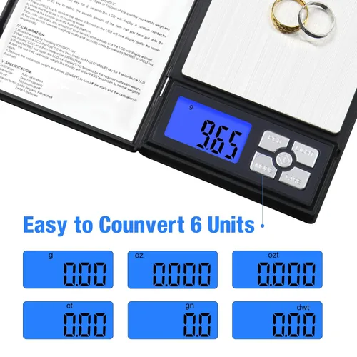 Miniatura 2 de UNIWIGH - Báscula digital de bolsillo de 0.00 oz de precisión, 17.64 oz de alta precisión, peso digital de cocina gramo y oz para alimentos, joyas