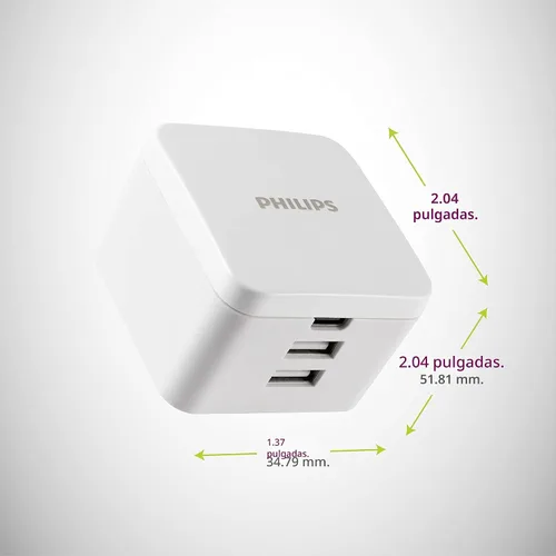 Miniatura 2 de Philips Bloque de cargador de pared USB para iPhone, 20 W, 1 puerto USB C, bloque de carga de 2 puertos tipo A para iPhone 15, 14, 13 series, iPad