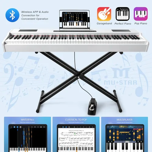 Miniatura 5 de Piano digital MUSTAR 88 teclas, teclado pesado con acción de martillo, MDP-1300 teclado pesado con soporte, teclado de piano eléctrico