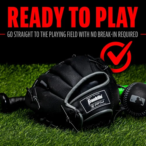 Miniatura 4 de Franklin Sports Kids Baseball Gloves - RTP Youth Teeball Glove + Ball Set - Boys + Girls Teeball Mitt - 9.5" Negro/Plateado