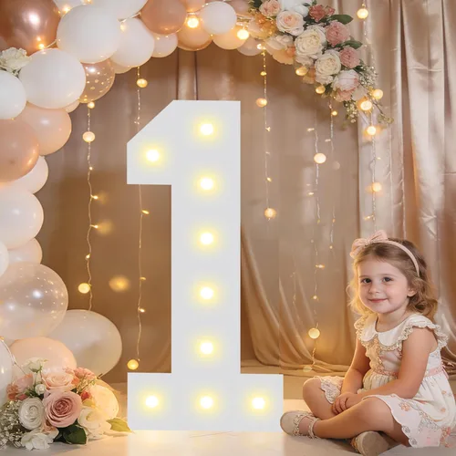 Miniatura 61 de Pooqla Letras y Números Decorativos con Luces LED, Letras y Números de Neón de Plástico Blanco para Decoración de Fiestas, Bodas, Funciona