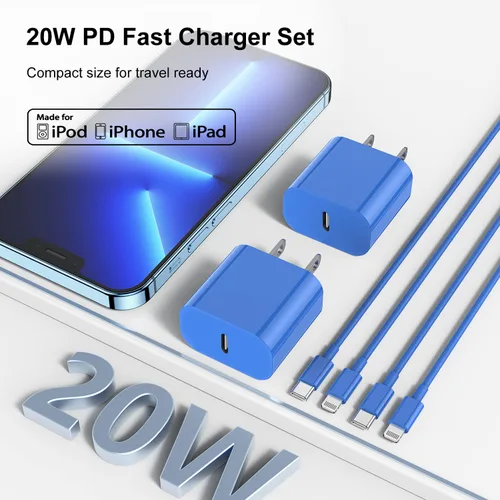 Miniatura 5 de Cargador rápido para iPhone, cable Lightning de carga rápida de 10 pies, para iPhone 14, 13, 12 Pro Max, cargador de carga rápida con bloque