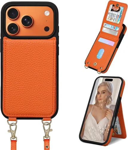 Miniatura 19 de Funda para iPhone 14 Pro Max de 6.7'', Funda Cartera Cruzada Desmontable con Ranuras para Tarjetas con Bloqueo RFID, Soporte de Anillo de 360°