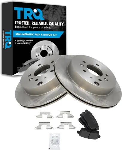 Miniatura 70 de TRQ Juego de pastillas de freno semimetálicas traseras y rotores compatibles con Chevrolet Trailblazer 02-06 Trailblazer EXT 04-06 SSR 02-07 GMC