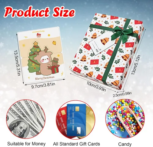 Miniatura 2 de SeunKieer 6 cajas porta tarjetas de regalo de Navidad con lazos, cajas de envoltura de regalos con tarjetas de felicitación Feliz Navidad, mini