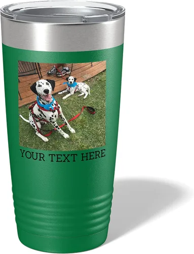 Miniatura 13 de Vaso personalizado de 20 onzas (17 colores) con foto impresa con aislamiento térmico de acero inoxidable recubierto de polvo con tapa, regalo