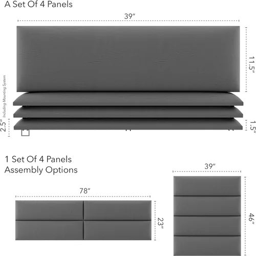 Miniatura 98 de Vant - Paneles tapizados para pared - Cabeceros montados en la pared tamaño King/Cal King - Cuero vintage blanco tórtola - Twin/King - Juego de 4