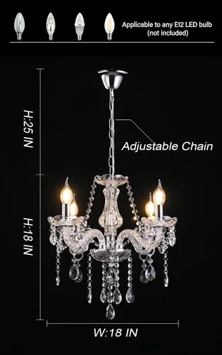 Miniatura 6 de YYSHCHEN Lámpara de araña de cristal pequeño lujoso transparente, lámpara de araña pequeña antigua, lámpara de vidrio mini para recámara, comedor