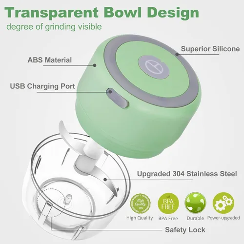 Miniatura 2 de Molinillo Eléctrico de Hierbas para Especias - Eficiencia Molinillo Grande de 3.4 oz para Moler Hierbas Frescas y Secas, Carga USB Portátil