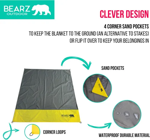Miniatura 6 de Manta de bolsillo – Manta de playa impermeable a prueba de arena, manta de picnic impermeable, plegable, ligera y compacta para senderismo, camping