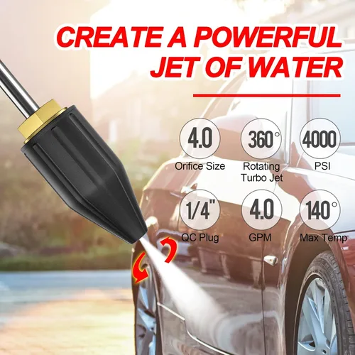 Miniatura 3 de POHIR Boquilla Turbo 4000 PSI, paquete de 9 puntas de pulverización para lavadora a presión, juego completo que incluye orificio giratorio Turbo 4.0