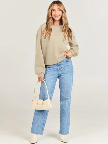 Miniatura 9 de ANRABESS Sudadera de manga larga para mujer, casual, cuello redondo, ajuste holgado, sudadera con capucha de forro polar para otoño