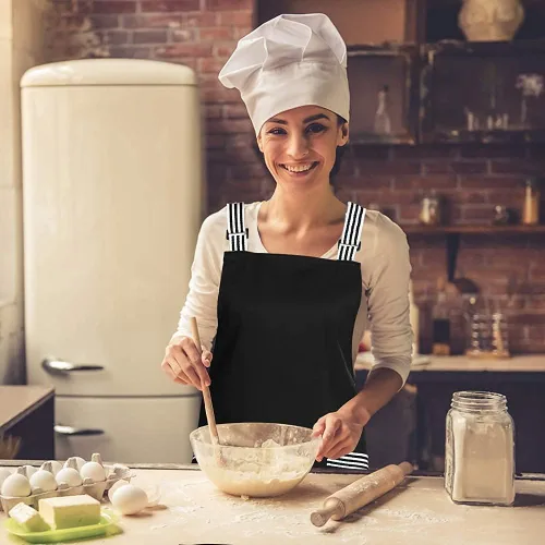 Miniatura 3 de Delantal ajustable con peto cruzado resistente a las gotas de agua con 2 bolsillos, delantales de cocina para mujeres y hombres, chef de trabajo