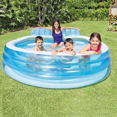 Miniatura 2 de Redondo con bomba inflable gratis, piscina familiar de tamaño completo, piscina inflable para niños, adultos, niños pequeños a partir de 3 años, al