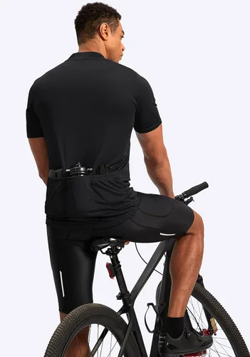 Miniatura 6 de Bikewa Maillot de ciclismo para hombre que absorbe la humedad, manga corta, UPF media cremallera, ciclismo, ciclismo de carretera, camisas