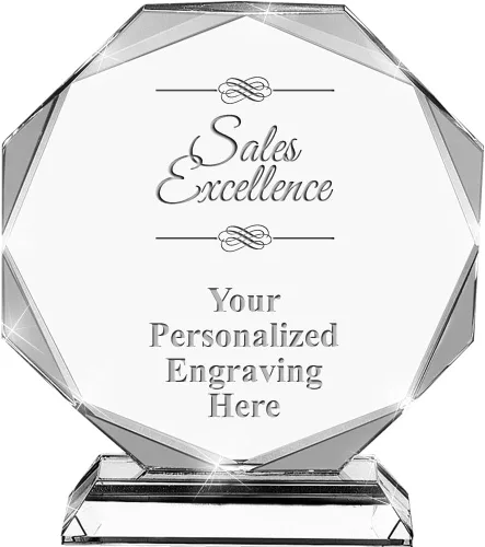 Miniatura 16 de Premio de cristal personalizado de 6.75 pulgadas con grabado - Premios de trofeos personalizados