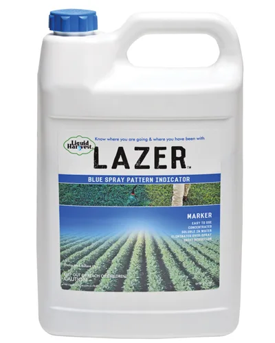 Liquid Harvest Lazer - Indicador de patrón de pulverización concentrado azul, 1 galón (128 onzas) - Tinte en aerosol perfecto para malezas, tinte