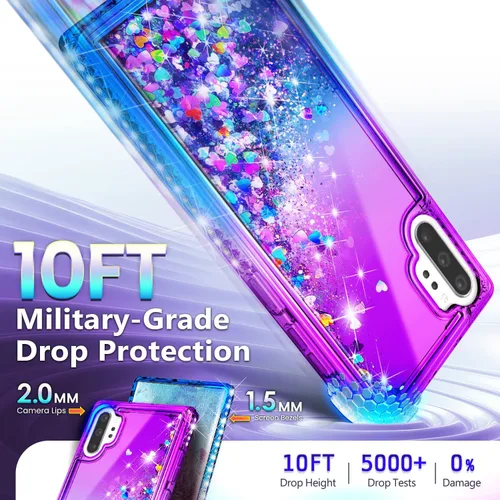 Miniatura 134 de NGB - Funda de teléfono diseñada para Samsung Galaxy S9+ Plus, morado/azul, con purpurina líquida para mujeres y niñas, con protector de pantalla