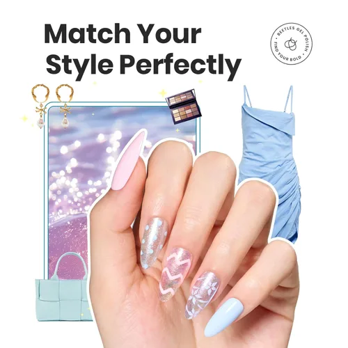 Miniatura 6 de Beetles Juego de esmaltes de uñas con brillantina, 6 colores de perlas pastel de ensueño, kit de esmalte de uñas de secado rápido, brillo de larga