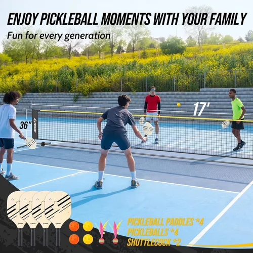 Miniatura 3 de Volleyball Badminton Pickleball 3-in-1 Combo Net Set, 5.1-7.4ft Adjustable Height Sports Nets for Backyards, Portable 17ft Outdoor Net with Carry
