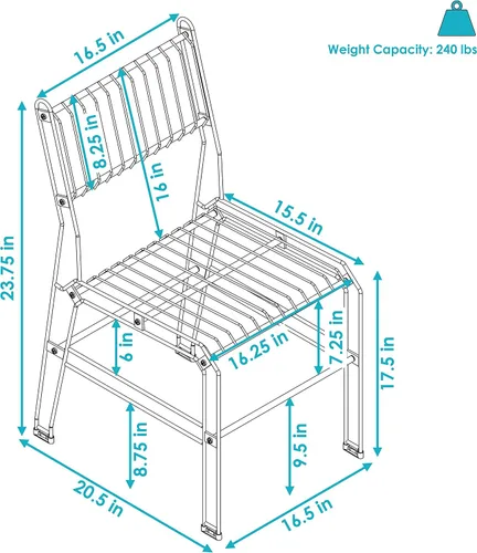 Miniatura 3 de Sunnydaze Silla de comedor moderna sin brazos de alambre de acero para interiores y exteriores, capacidad de peso de 240 libras, color negro, 23.75