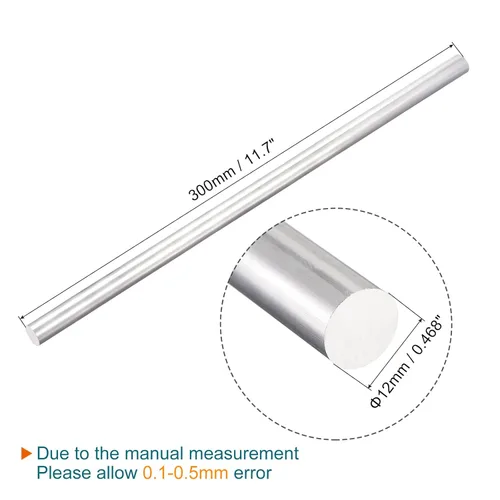 Miniatura 2 de MECCANIXITY Varilla redonda sólida de aluminio de 0.472 in de diámetro, 11.811 in de longitud, para manualidades, paquete de 1 unidad