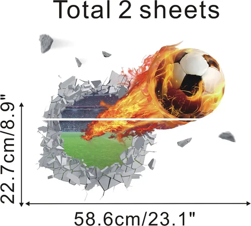Miniatura 5 de IARTTOP Decoración de pared de fútbol 3D – Calcomanías de fútbol para decoración de habitaciones – Dispara para niños, niños, aula, dormitorio