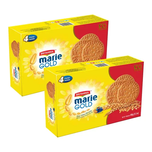 Britannia Marie Gold Cookies 21.16 oz (600g) – Bocadillo crujiente de té – Deliciosas galletas de comestibles (paquete de 2)