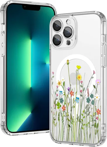 Miniatura 23 de OOK Magnetic for iPhone 17 Case Clear Pretty Flower Girls Women [Not Yellowing][Screen Protector] [ MagSafe Compatible] with Full Camera Lens