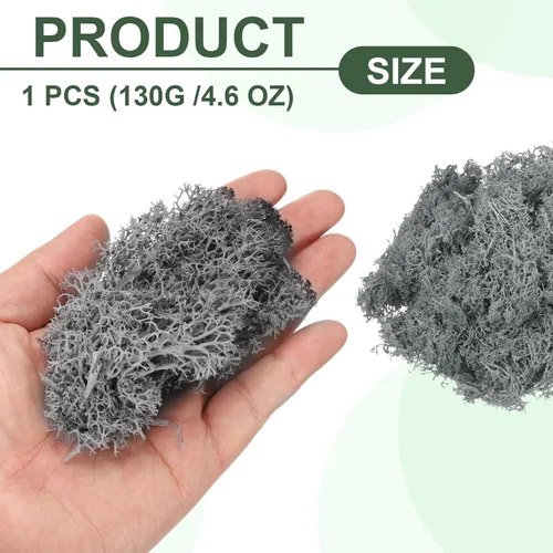 Miniatura 2 de MECCANIXITY Musgo de reno preservado de 4.6 onzas, musgo artificial decorativo gris para plantas en maceta, manualidades de interiores, centros