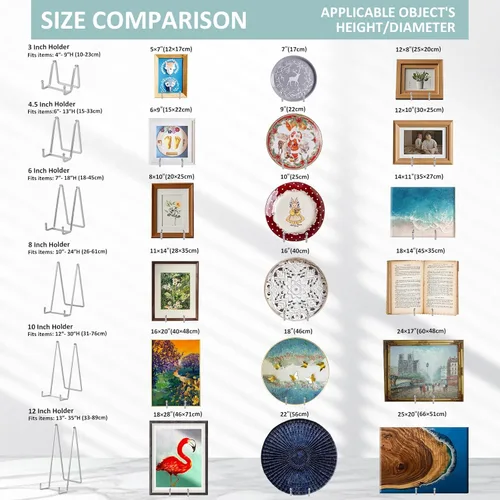 Miniatura 9 de DIDUDIDU Soportes para platos pequeños – Soportes de caballete de hierro de 3 pulgadas para platos decorativos, marcos de fotos, fotos, arte