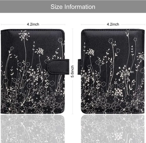 Miniatura 4 de WALNEW Funda para pasaporte, funda para pasaporte, tarjeta, cartera, C-black Flowers, Estilo C