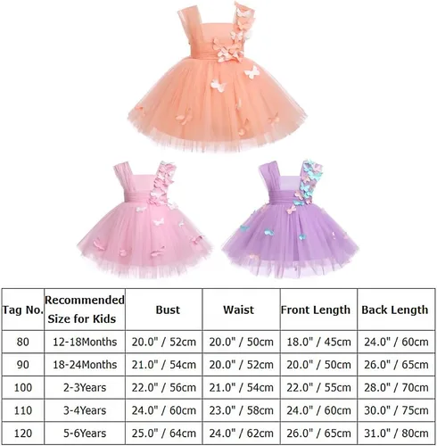 Miniatura 7 de ODASDO Vestido de mariposa para bebés y niños pequeños, sin mangas, de tul alto, bajo, princesa, boda, ocasión especial, vestido de baile de noche